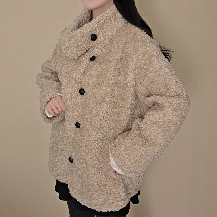 ウールハイネックフリースムスタンジャケット BEIGE