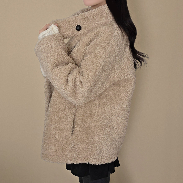 ウールハイネックフリースムスタンジャケット BEIGE