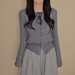 厚手スリムニットカーディガン(6color) GREY