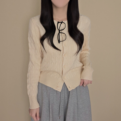 厚手スリムニットカーディガン(6color) IVORY