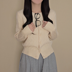 厚手スリムニットカーディガン(6color) IVORY