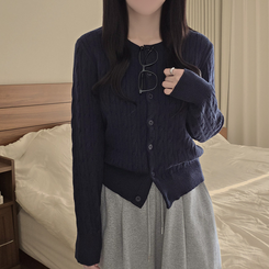 厚手スリムニットカーディガン(6color) NAVY