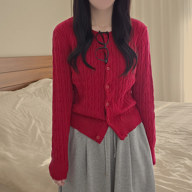厚手スリムニットカーディガン(6color) RED