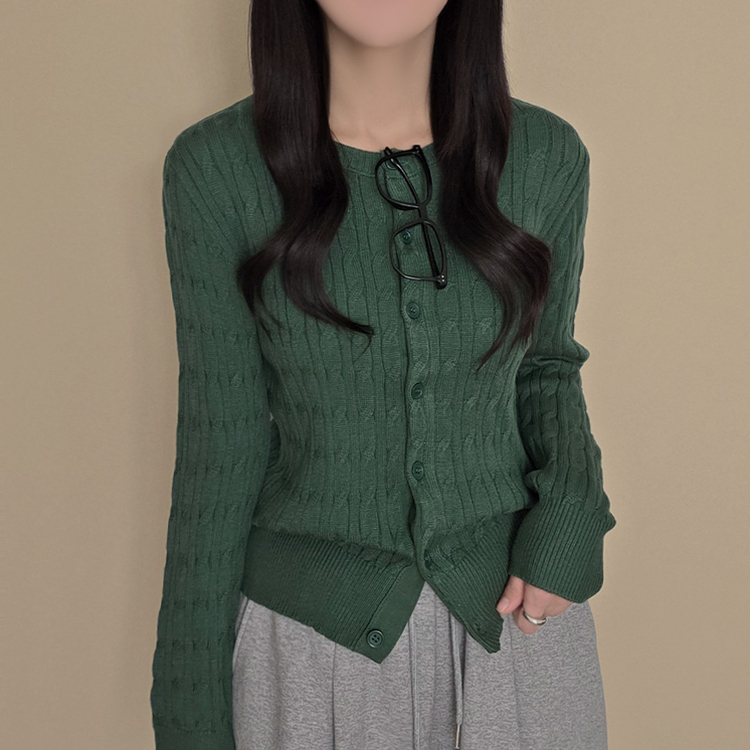 厚手スリムニットカーディガン(6color) GREEN
