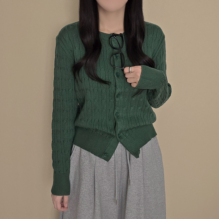 厚手スリムニットカーディガン(6color) GREEN