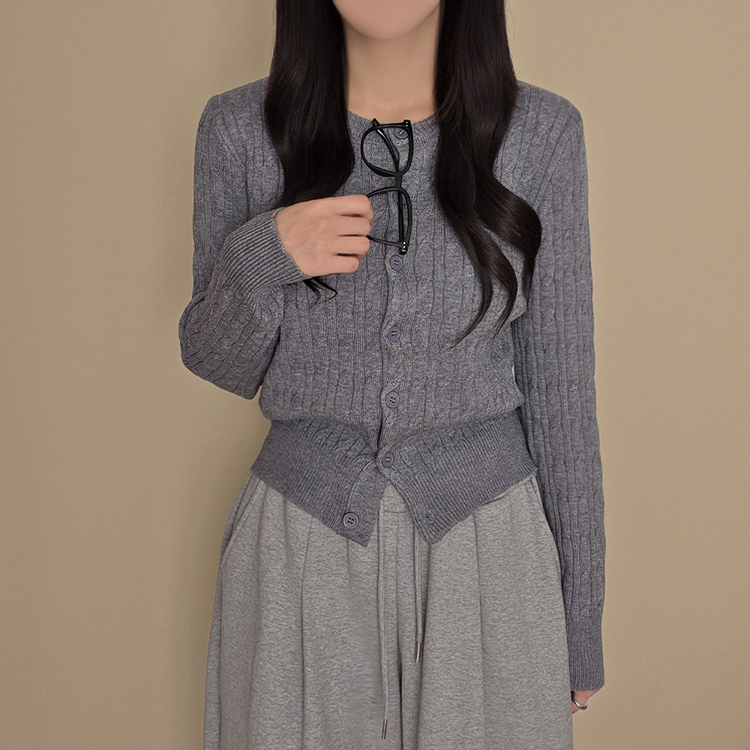 厚手スリムニットカーディガン(6color) GREY