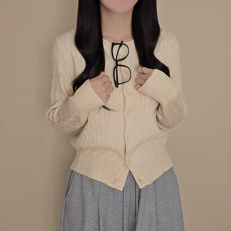 厚手スリムニットカーディガン(6color) IVORY