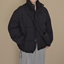 【クロスバッグ付き】 ハイネックダウンジャンパー BLACK