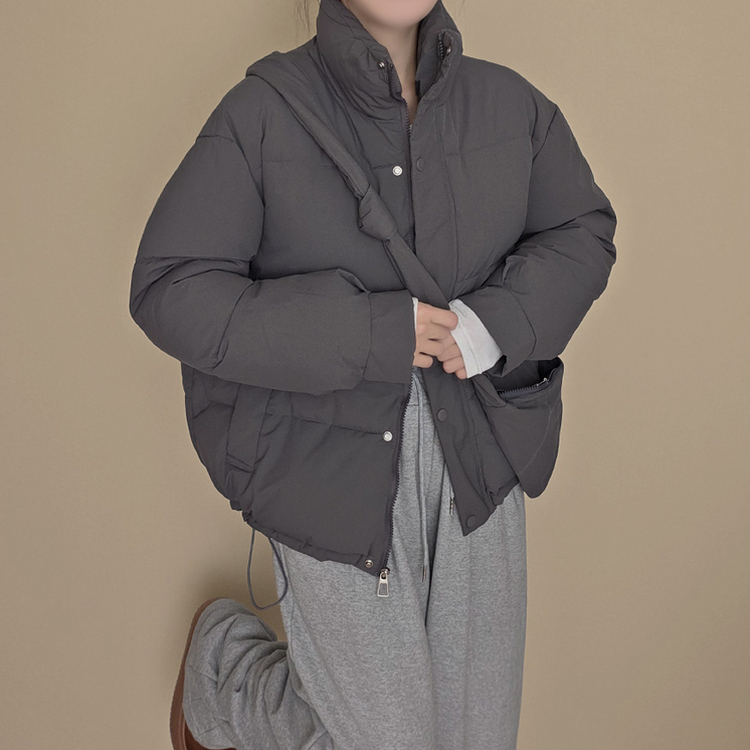 【クロスバッグ付き】 ハイネックダウンジャンパー CHARCOAL