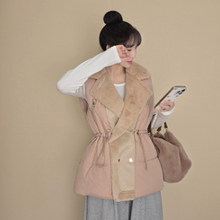 ファーダブルストリングハーフダウンベスト BEIGE