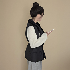 ファーダブルストリングハーフダウンベスト BLACK