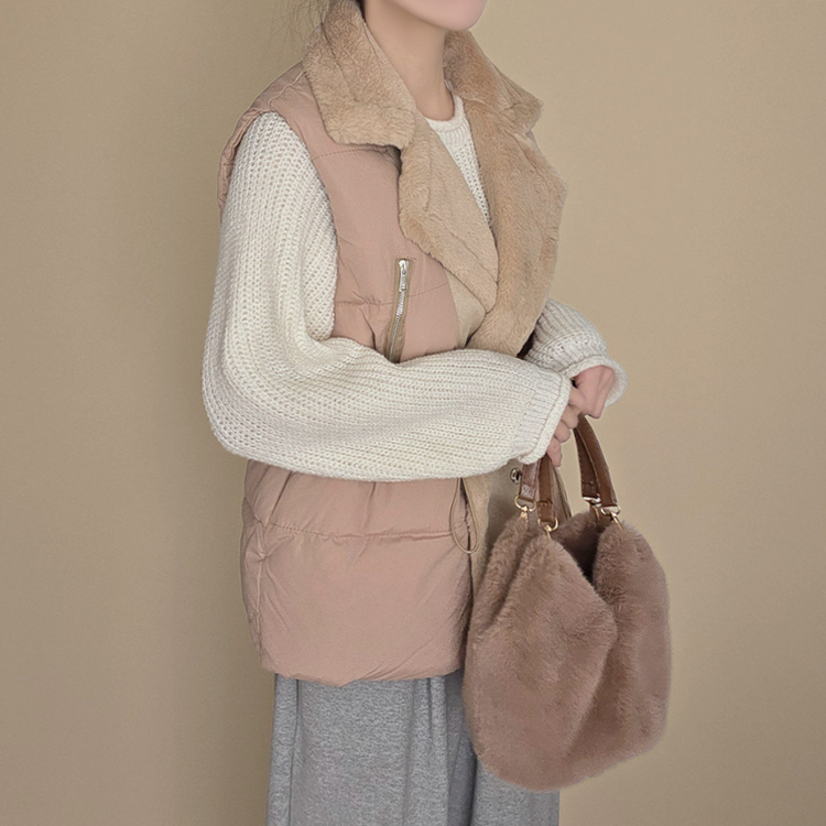 ファーダブルストリングハーフダウンベスト BEIGE