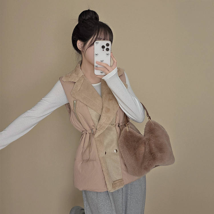 ファーダブルストリングハーフダウンベスト BEIGE