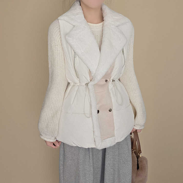 ファーダブルストリングハーフダウンベスト IVORY