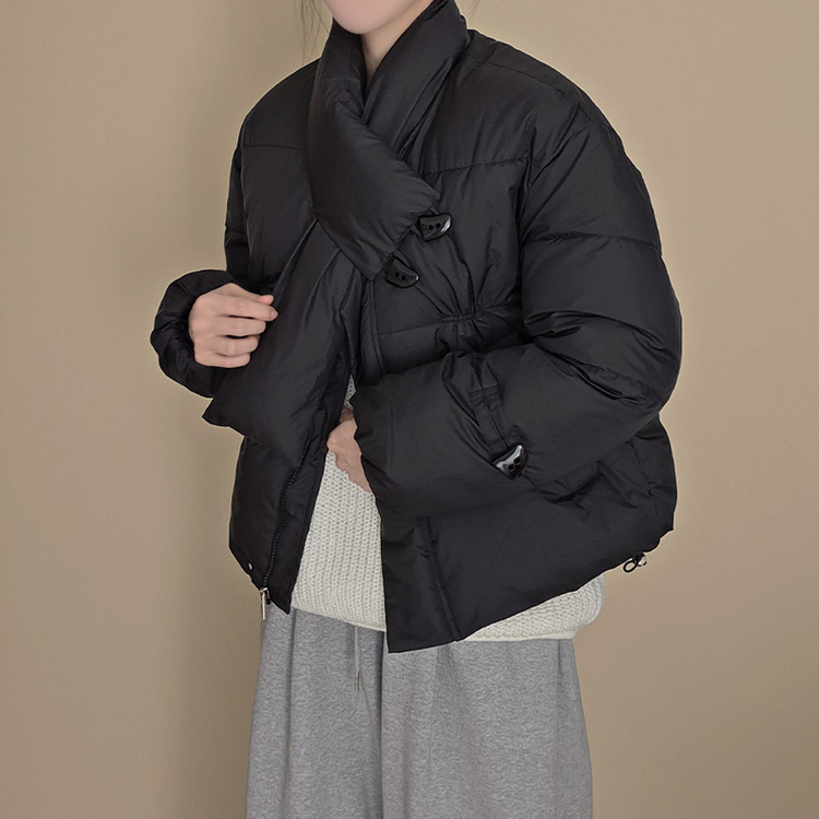 ストリングポケットショートダウンジャンパー BLACK