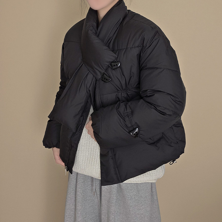 ストリングポケットショートダウンジャンパー BLACK