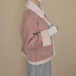 ボタンファーハーフムスタンジャケット PINK