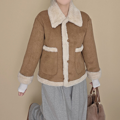 ボタンファーハーフムスタンジャケット BROWN