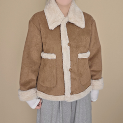 ボタンファーハーフムスタンジャケット BROWN