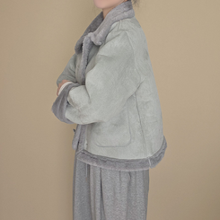 ボタンファーハーフムスタンジャケット BLUE