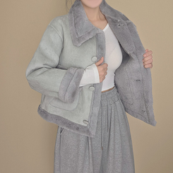 ボタンファーハーフムスタンジャケット BLUE