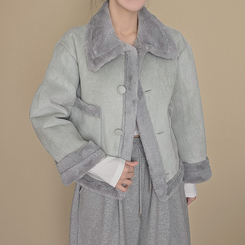 ボタンファーハーフムスタンジャケット BLUE