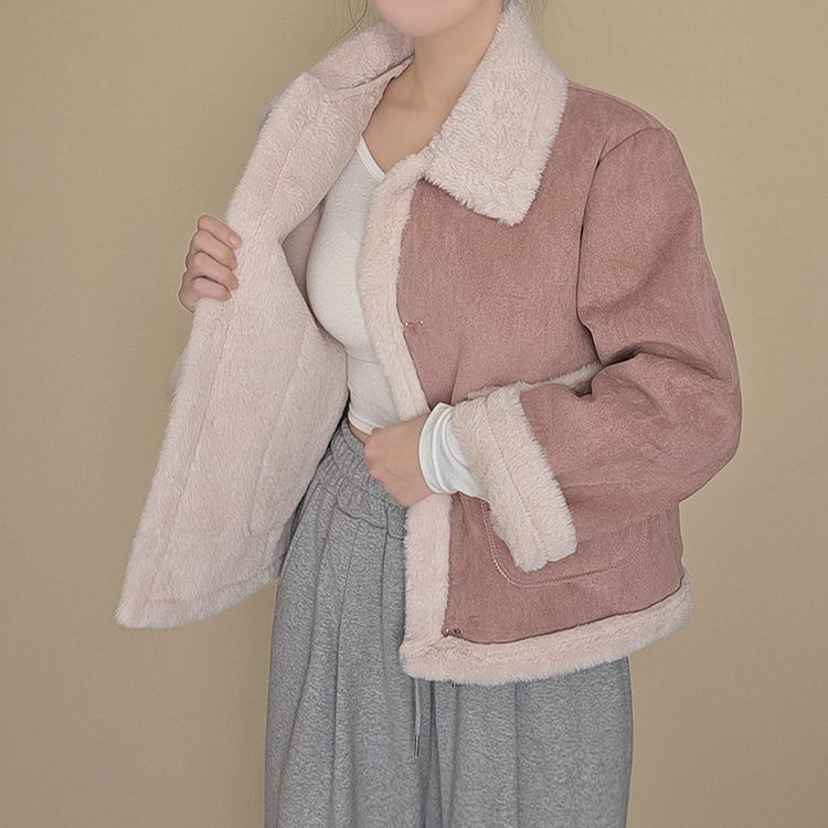 ボタンファーハーフムスタンジャケット PINK