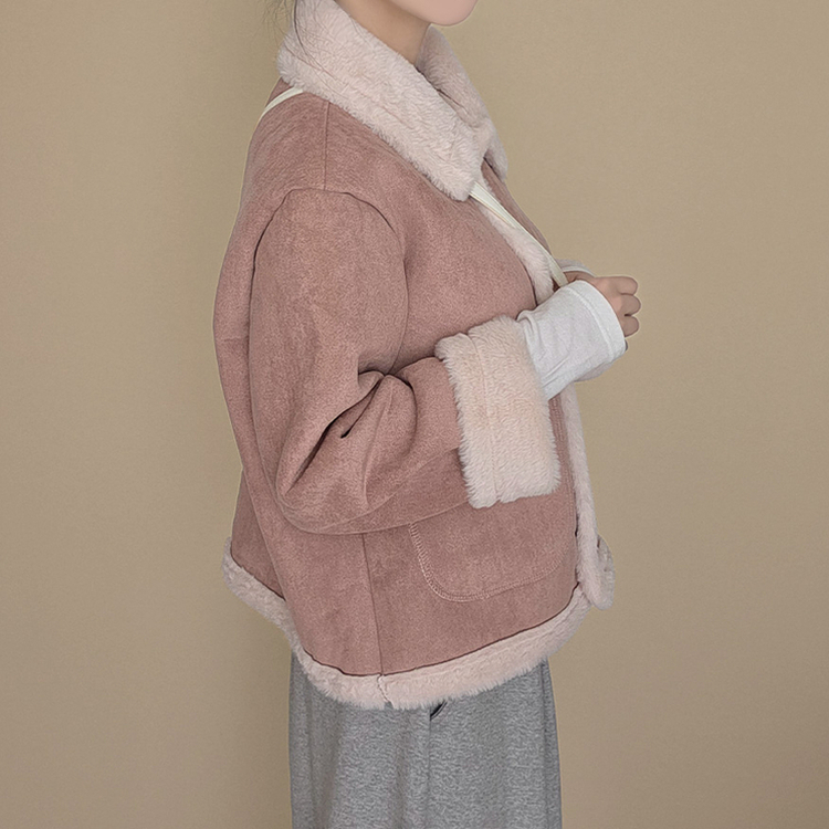 ボタンファーハーフムスタンジャケット PINK