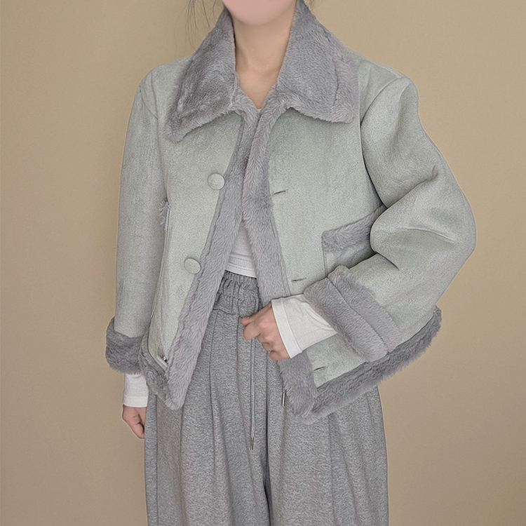 ボタンファーハーフムスタンジャケット BLUE