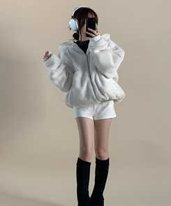 オーバーフィットフードファージャンパー IVORY