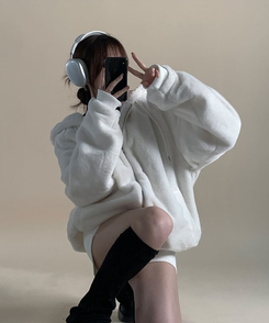 オーバーフィットフードファージャンパー IVORY