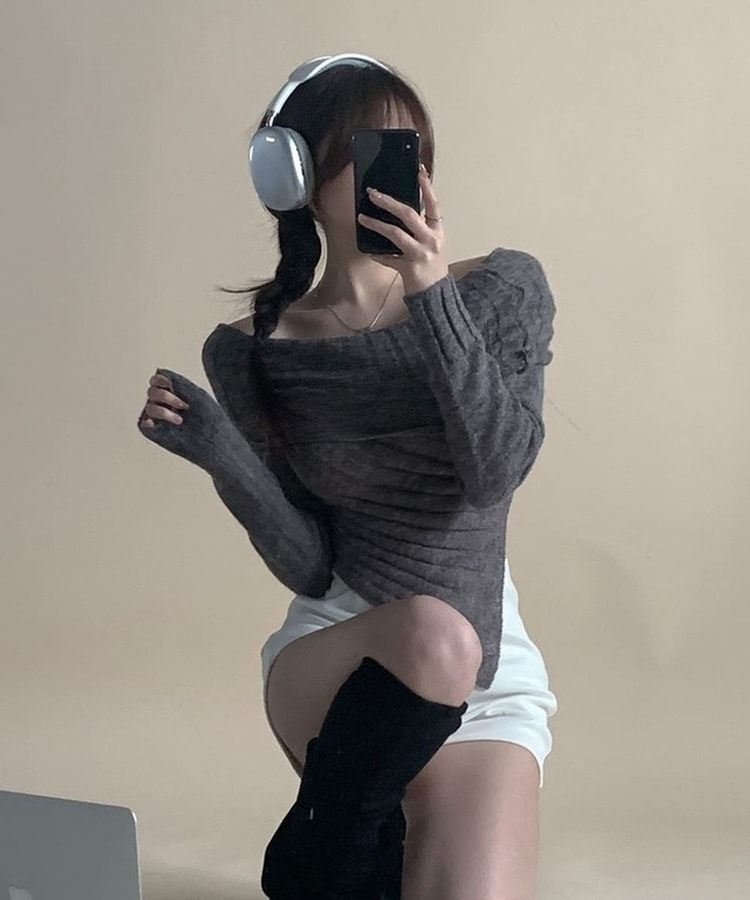 リブアンバランススパンニット GREY