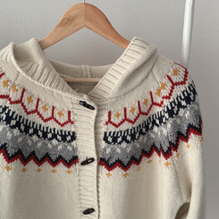 ノルディックフードニットカーディガン