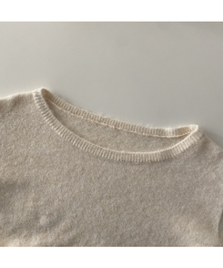 배론 버튼 포인트 원숄더 울 보카시 오프숄더 긴팔니트