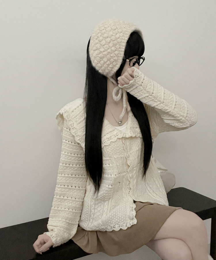 뷰어세일러카라펀칭루즈핏니트가디건