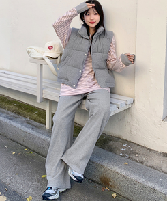 【起毛】サイドスリットバンディングパンツ GREY