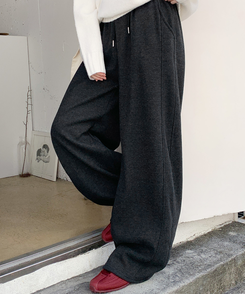 【起毛】サイドスリットバンディングパンツ CHARCOAL