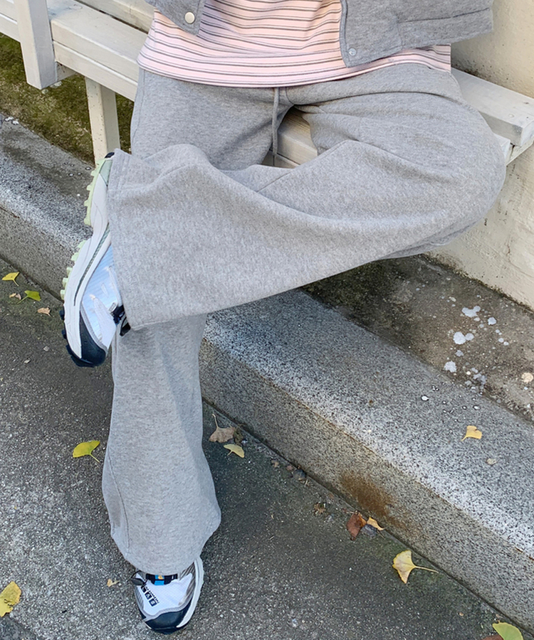 【起毛】サイドスリットバンディングパンツ GREY