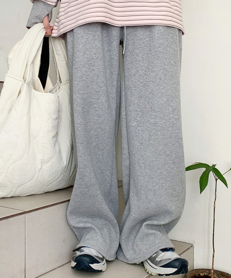 【起毛】サイドスリットバンディングパンツ GREY