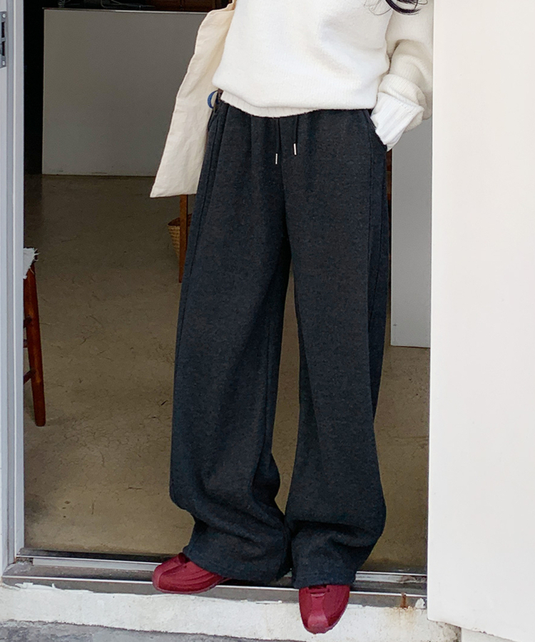 【起毛】サイドスリットバンディングパンツ CHARCOAL