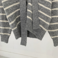 【SET マフラー付き】ストライプニットカーディガン ニットロングスカート