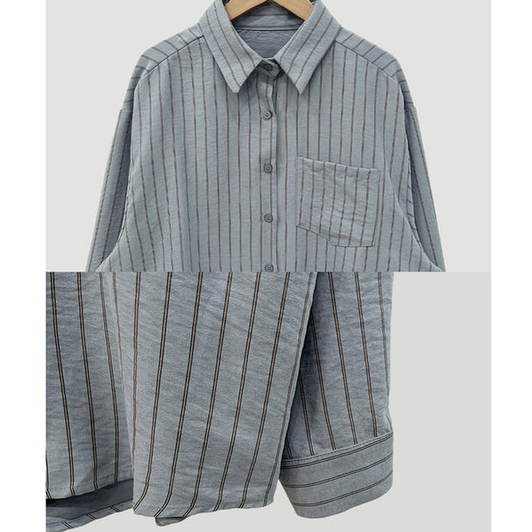 ツートンストライプスエードシャツ