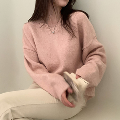ムードVネックニットニット(9color) PINK