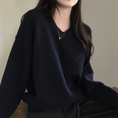 ムードVネックニットニット(9color) DARK NAVY