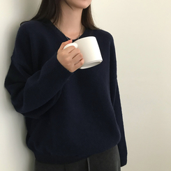 ムードVネックニットニット(9color) DARK NAVY