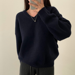 ムードVネックニットニット(9color) DARK NAVY