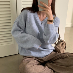 ムードVネックニットニット(9color) SKY BLUE