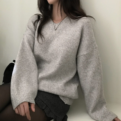 ムードVネックニットニット(9color) LIGHT GRAY