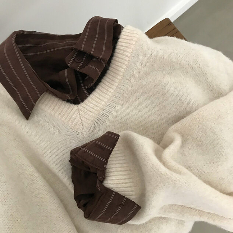 ムードVネックニットニット(9color) OAT BEIGE