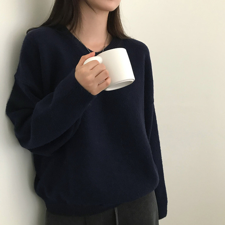 ムードVネックニットニット(9color) DARK NAVY